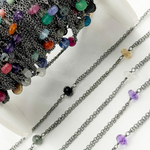 Load image into Gallery viewer, Multi Gemstone Double Oxidized Connected Wire Chain. MGS6