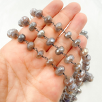 Load image into Gallery viewer, Coated Siloni Taupe Moonstone Oxidized Wire Chain. CMS70
