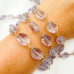 Load image into Gallery viewer, Pink Amethyst Gold Plated Wire Chains