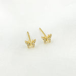Load image into Gallery viewer, ER412615Y. 14k Solid Gold Diamond Butterfly Stud Earrings