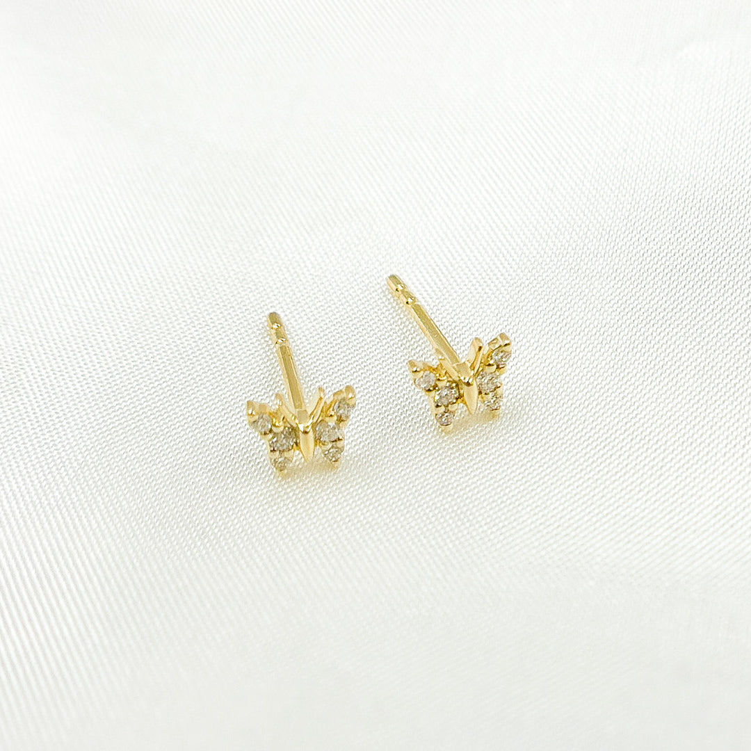 14k Solid Gold Diamond Butterfly Stud Earrings. ER412615Y