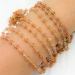 Load image into Gallery viewer, Sunstone Smooth Gold Plated 925 Sterling Silver Wire Chain