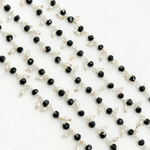 Load image into Gallery viewer, Black Spinel & Pearl Dangle 925 Sterling Silver Wire Chain. BSP61