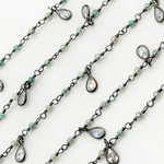Load image into Gallery viewer, Coated Green Quartz & CZ Dangle Oxidized Wire Chain