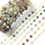 Load image into Gallery viewer, Multi Sapphire Ombre Gold Plated Wire Chain. MSA30
