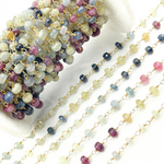 Load image into Gallery viewer, Multi Sapphire Ombre Gold Plated Wire Chain.