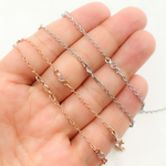 Load image into Gallery viewer, Cubic Zirconia Round 3mm Shape Connector With Chain Between. CZ11
