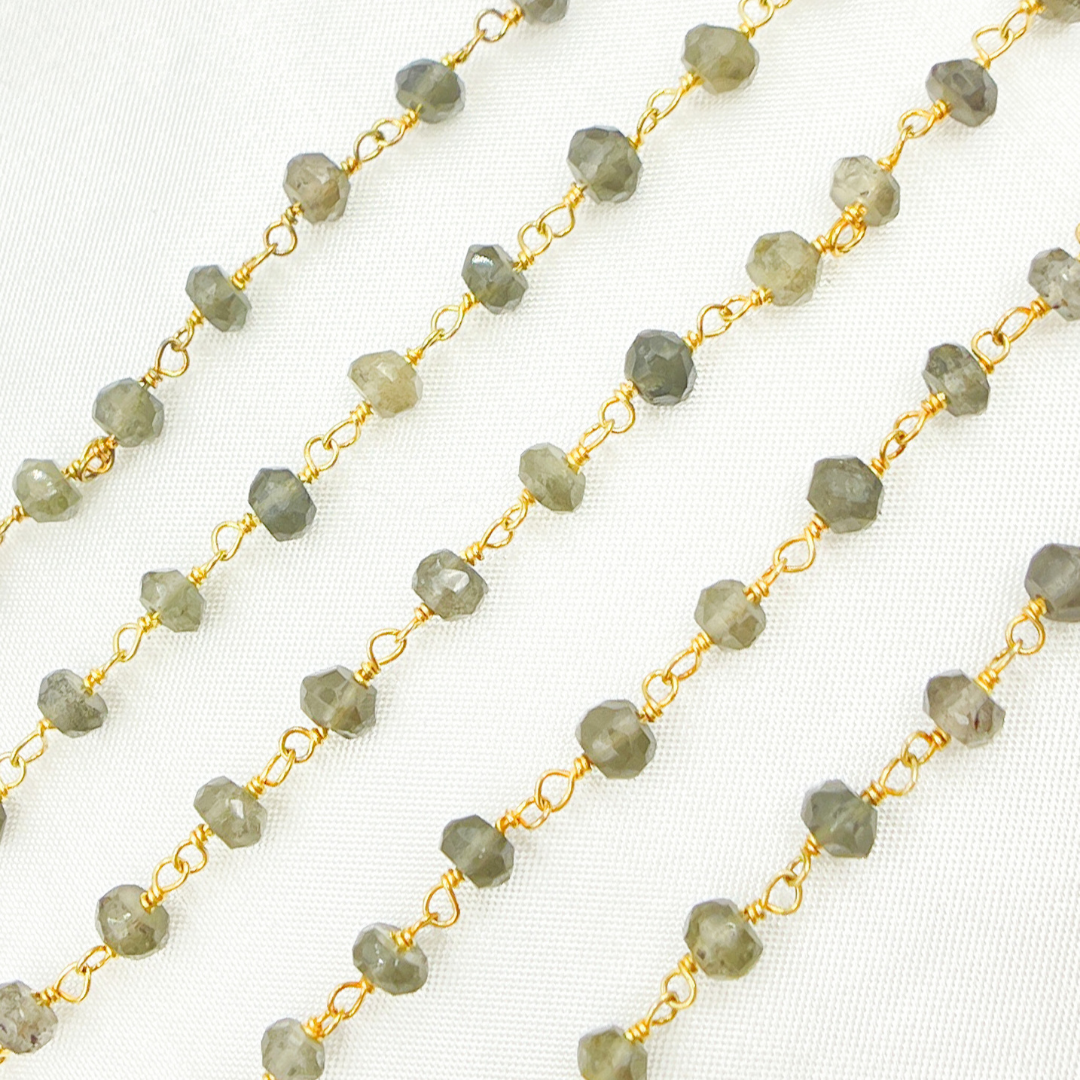 Smoky Quartz Gold Plated Wire Chain. SMQ9