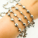 Load image into Gallery viewer, Steel Pyrite Small Coin Shape Oxidized Wire Chain. PYR41