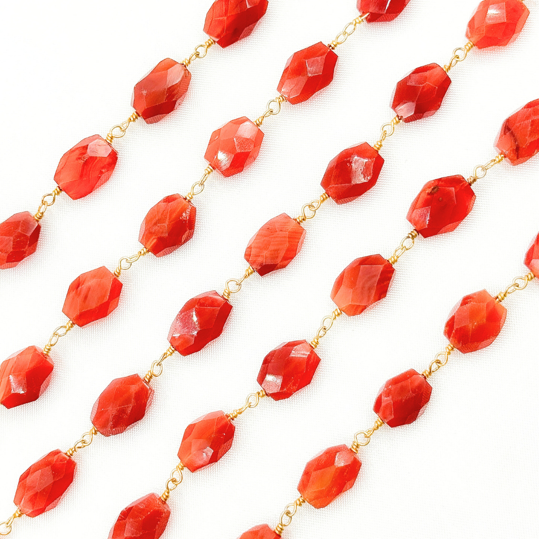 Carnelian Oval Gold Plated Wire Chain. CAR13