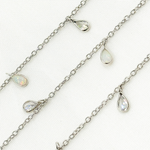 Load image into Gallery viewer, Created White Opal + CZ Pear Shape Dangle Chain. CWO14
