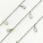 Load image into Gallery viewer, Created White Opal + CZ Pear Shape Dangle Chain. CWO14
