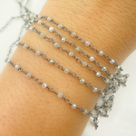 Load image into Gallery viewer, Coated Prehnite Oxidized 925 Sterling Silver Wire Chain.