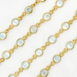 Load image into Gallery viewer, Sky Blue Topaz Round Shape Bezel Gold Plated Wire Chain. BT2
