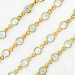 Load image into Gallery viewer, Sky Blue Topaz Round Shape Bezel Gold Plated Wire Chain.