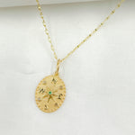 Load image into Gallery viewer, 14k Solid Gold Diamond and Emerald Oval Compass Charm. GDP499