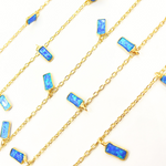 Load image into Gallery viewer, Created Blue Opal Rectangular Shape Dangle Chain. CBO6