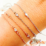Load image into Gallery viewer, Cubic Zirconia Round 3mm Shape Connector With Chain Between. CZ11