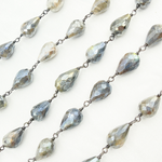 Load image into Gallery viewer, Coated Labradorite Pear Shape Oxidized Wire Chain. CLB2