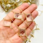 Load image into Gallery viewer, Crystal Rectangle Shape Bezel Gold Plated Wire Chain. CR6