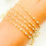 Load image into Gallery viewer, Coated Prehnite Gold Plated Wire Chain.