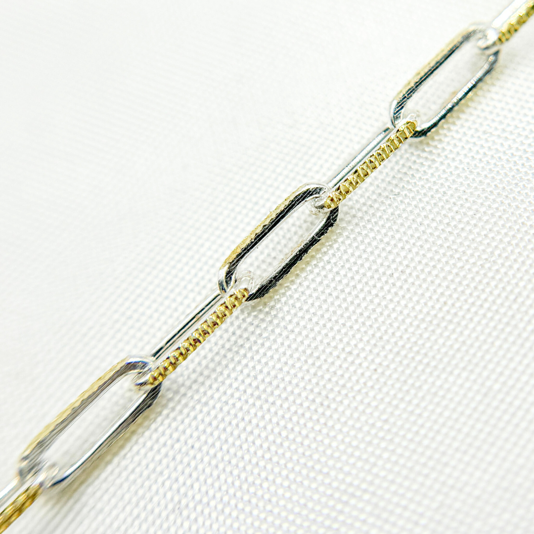 Two Tone Gold Plated and 925 Sterling Silver Paperclip Chain. Z112GS
