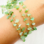 Load image into Gallery viewer, Chrysoprase Organic Shape Gold Plated Wire Chain.