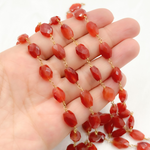 Load image into Gallery viewer, Carnelian Oval Gold Plated Wire Chain. CAR13