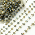 Load image into Gallery viewer, Labradorite Smooth Gold Plated Wire Chain. LAB84