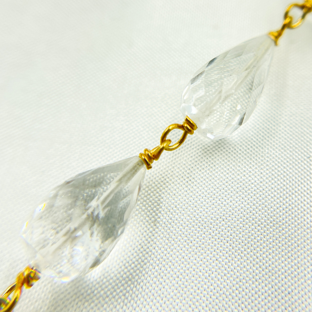Crystal Tear Drop Gold Plated Wire Chain. CR21