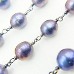 Load image into Gallery viewer, Peacock Freshwater Pearl Oxidized Wire Chain. PRL41