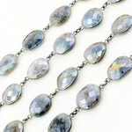Load image into Gallery viewer, Coated Labradorite Organic Shape Bezel Oxidized Wire Chain. CLB72