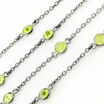 Load image into Gallery viewer, Peridot Round Shape Bezel Oxidized Connected Wire Chain. PER1
