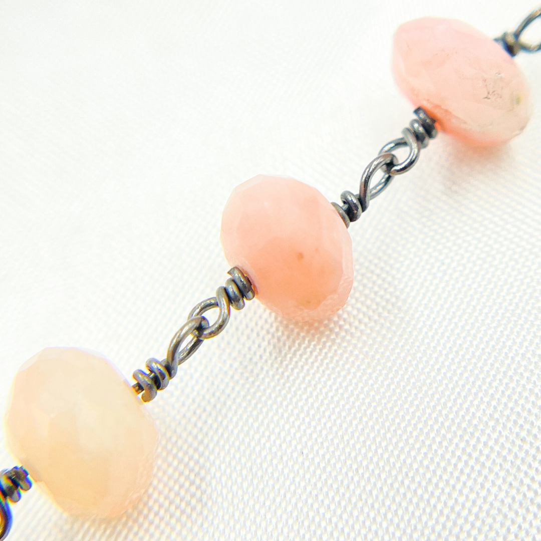 Pink Opal Oxidized Wire Chain. POP9