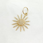 Load image into Gallery viewer, 14K Solid Gold Diamond Sun Charm. GDP482