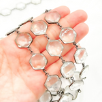 Load image into Gallery viewer, Crystal Hexagon Shape Bezel Oxidized Wire Chain. CR33