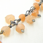 Load image into Gallery viewer, Peach Moonstone Cluster Dangle Oxidized Wire Chain. MS66