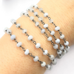 Load image into Gallery viewer, Blue Lace Agate Black Rhodium 925 Sterling Silver Wire Chain. BLU1