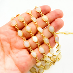 Load image into Gallery viewer, Ethiopian Opal Oval Shape Bezel Gold Plated Wire Chain.