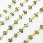 Load image into Gallery viewer, Labradorite Smooth Gold Plated Wire Chain. LAB84