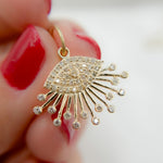 Load image into Gallery viewer, 14k Solid Gold Diamond and Gemstones Eye Charm. GDP527