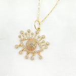 Load image into Gallery viewer, 14k Solid Gold Diamond Eye Charm. GDP528