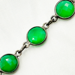 Load image into Gallery viewer, Green Onyx Round Shape Bezel Oxidized Wire Chain. ON12
