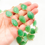 Load image into Gallery viewer, Chrysoprase Organic Shape Bezel Gold Plated Wire Chain. CHR30
