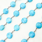 Load image into Gallery viewer, Turquoise Coin Shape Gold Plated Wire Chain. TRQ29