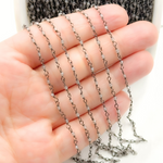 Load image into Gallery viewer, Coated Grey Moonstone Oxidized Wire Chain