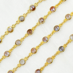 Load image into Gallery viewer, Coated Moonstone Round Shape Bezel Gold Plated Wire Chain. CMS20