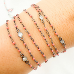 Load image into Gallery viewer, Coral with CZ Oxidized Wire Chain