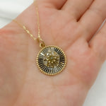 Load image into Gallery viewer, KSG49. 14k Solid Gold and Sterling Silver Black Rhodium Diamonds Circle Charm