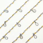 Load image into Gallery viewer, Golden Pyrite & CZ Dangle Oxidized Wire Chain. PYR58
